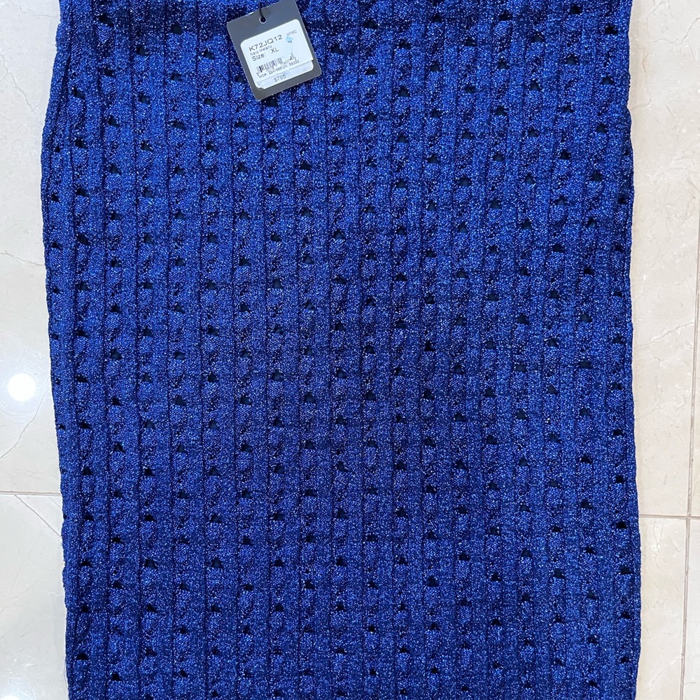 Navy Metallic Knit Skirt